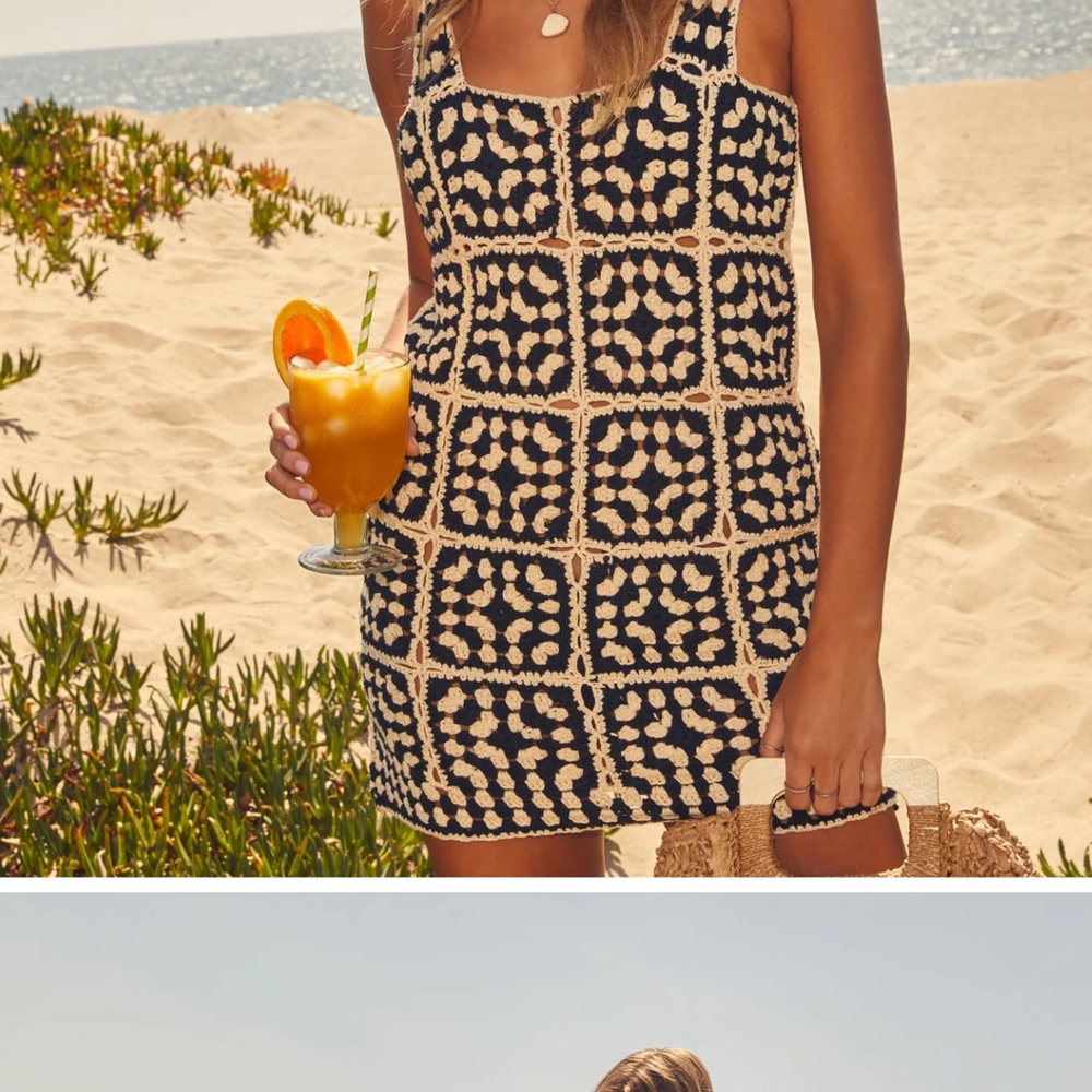 VICI Solana Patchwork Crochet Mini Cover Up Dress Never Worn brand new